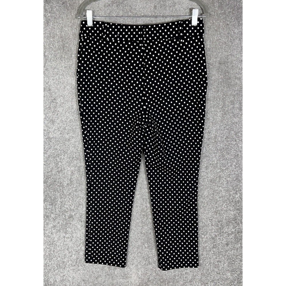 Jules & Leopold Polka Dot Pull On Stretch Pants‎ Womens Size Small Black Pockets - Picture 2 of 9